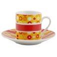 Retro Red Yellow Espresso Cup & Saucer Demitasse set