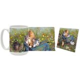 Garden Playmates Mug & Coaster Gift Box Combo - Cat/Kitten/Feline Edition