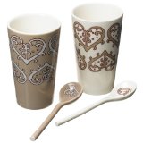 Yedi Coffee and Tea Paisley Heart Cups with Spoons