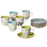 Yedi Retro Flowers Teacups & Saucers