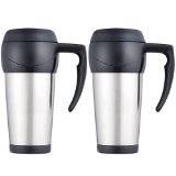 THERMOS NISSAN JMQ400P 14-OZ STAINLESS STEEL VACUUM INSULATED LEAK-PROOF TRAVEL  MUG WITH CARABINER - THRJMQ400P 