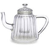 BonJour Insulated Oblong Ribbed Glass Teapot